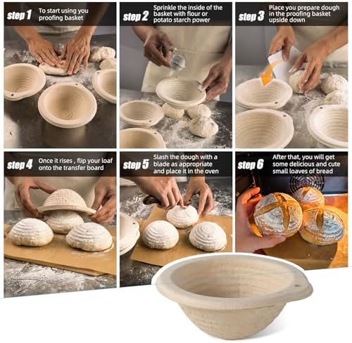 12-Pack Mini Banneton 5" Round Proofing Basket w/Liner