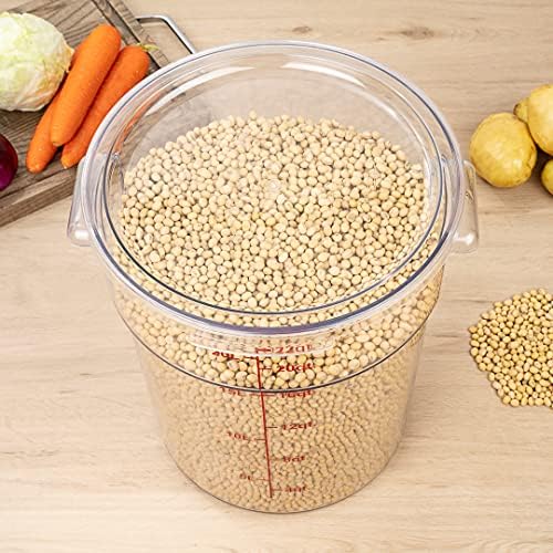 Restaurantware 22 qt Round Clear Plastic Food Storage Container, 10 Pack