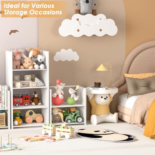 4Tier Closet Organizers and Storage Basket,Stackable Closet Shelf Organizer