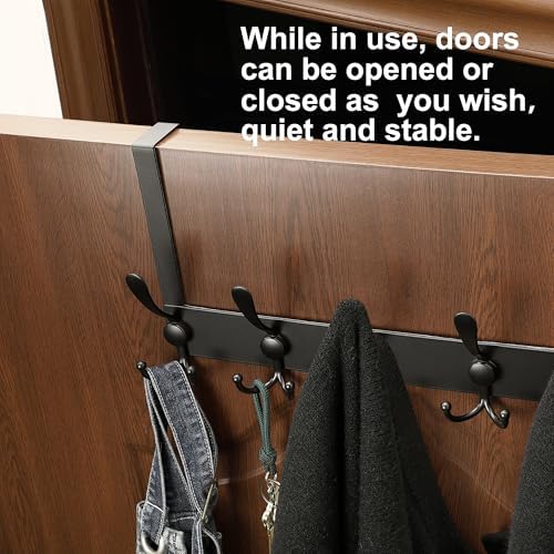 No Drill, No Installation Over The Door Coat Rack with 15 Hooks - Door Hanger...