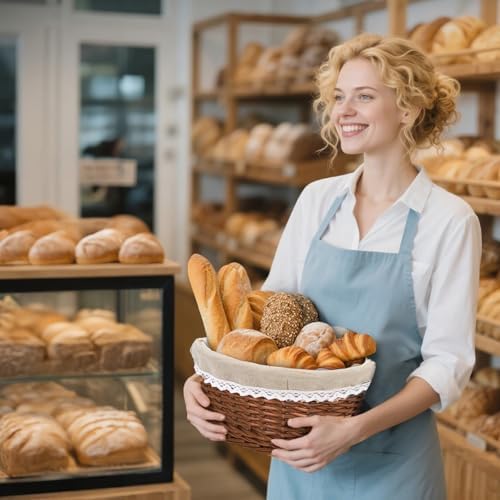 Nicunom 2 Size Wicker Bread Baskets for Serving Set, 11" 12" Bread ...