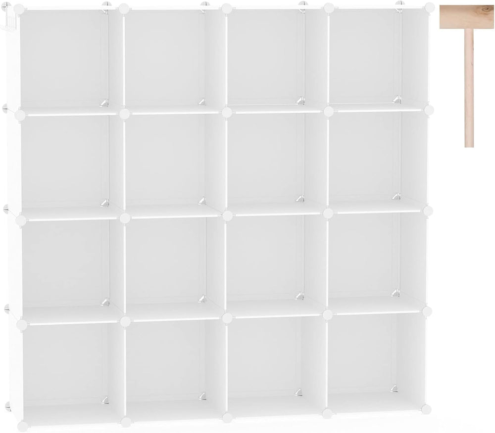 C&AHOME 16 Cube Storage Organizer Cube Shelves Units Storage Cubes, Milky