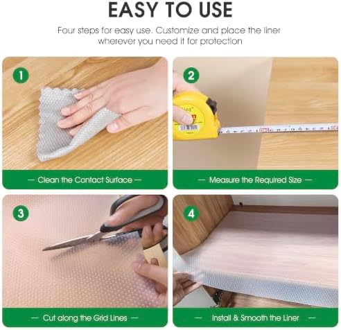 PABUSIOR Clear Shelf Liners for Cabinets: 15" Wide Non-Adhesive Waterproof