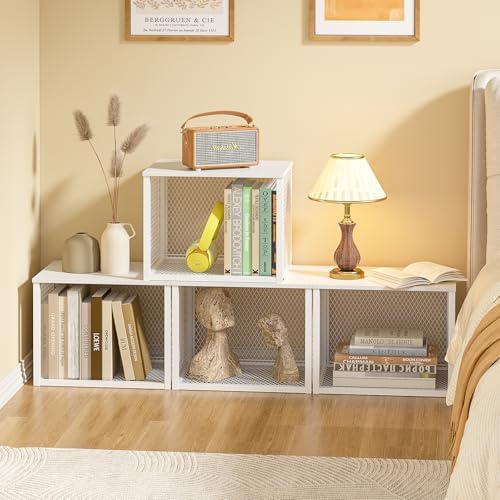 3 Pack Stackable Closet Organizers and Storage Basket, Closet Shelves with Wo...