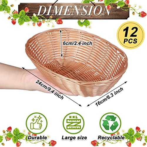 Zopeal 12 Pack Bread Basket Bulk 9.5 Inch Plastic Oval Basket