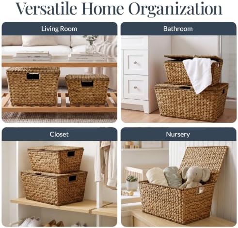 Best Choice Products Set of 2 X-Large & Medium Woven Storage Baskets W/Li...