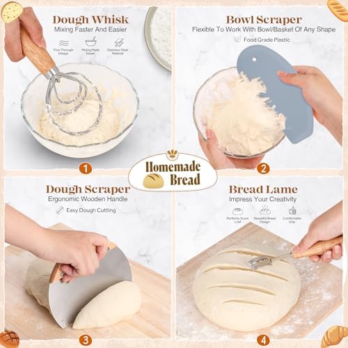 Sourdough Starter Kit, Sourdough Bread Baking Supplies, Bread Proofing Basket...
