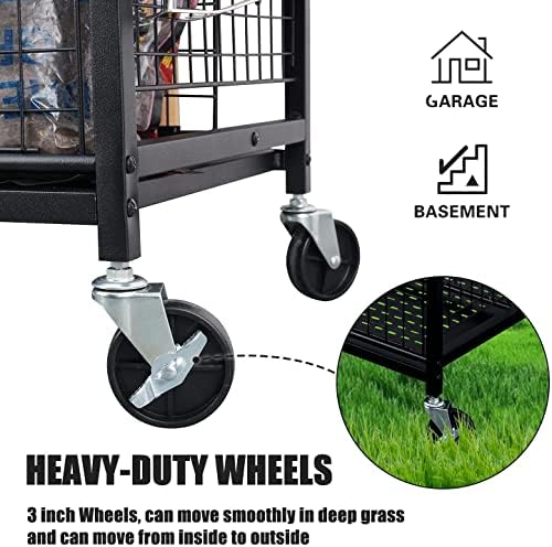 Mythinglogic Rolling Garden Tool Organizer for Garage, Yard and Lawn Tools