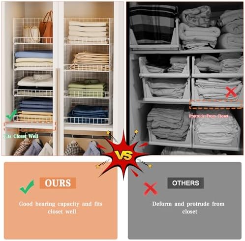 Yociyoga 4-Tier Stackable Closet Organizers and Storage Basket, Foldable Clos...