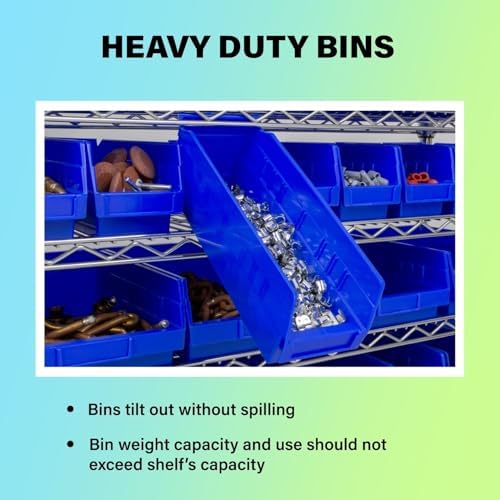 Akro-Mils 30128 Heavy Duty Plastic Shelf Bins, 18"x 4"x 4", Bl...