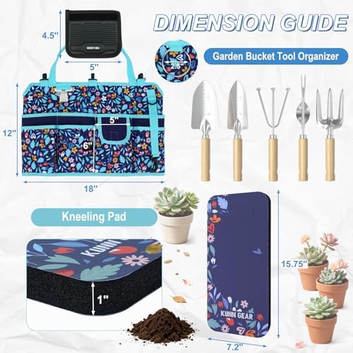 KUNN 5 Gallon Garden Bucket Tool Organizer & Kneeling Pad Set, 18-Pocket ...