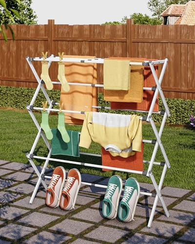 APEXCHASER 3-Tier Foldable Clothes Drying Rack, 37.6" H, White