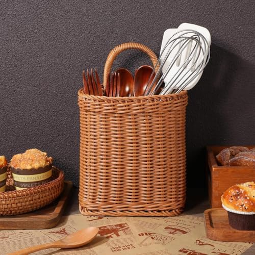 Zerodeko Handmade Wicker Hanging Basket 9.64X6.10X8.66 Inch Natural Wall Stor...