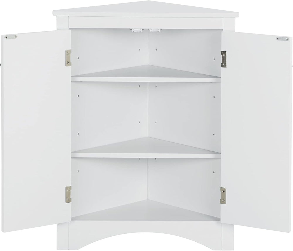 Home Corner Storage Cabinet, Bathroom Triangle Floor Storage Cabinet with Adj...