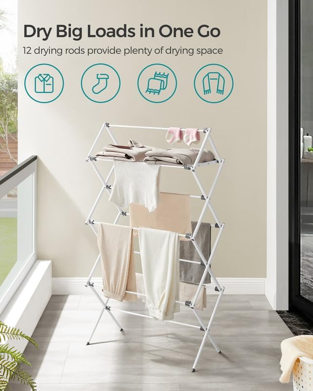 SONGMICS Foldable Clothes Drying Rack, 29.5 x 14.6 x 53.1 Inches