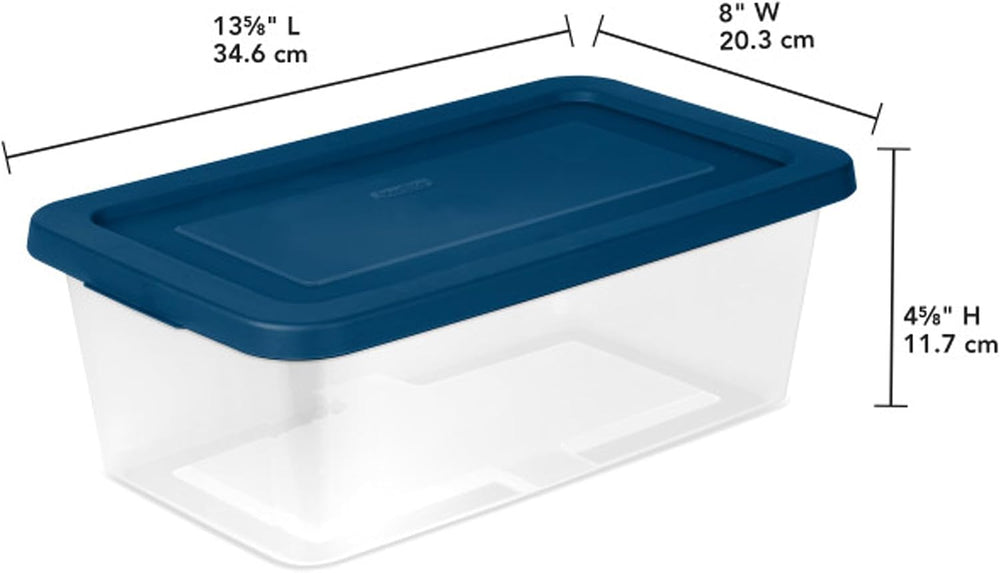 Sterilite Stackable 6 Quart Home Storage Box with Handles and Lid for Efficie...