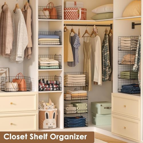Yociyoga 4-Tier Stackable Closet Organizers and Storage Shelves, Foldable Clo...