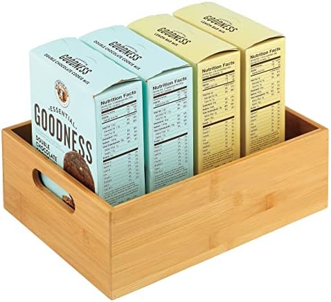 mDesign Kitchen Storage Box - Large Wooden Box with Handles - Bamboo Kitchen ...