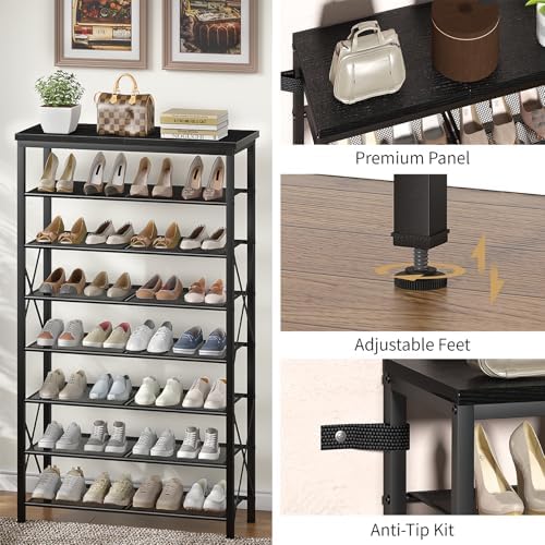Metal Shoe Rack, 8 Tier Shoe Shelf Holds 32 Pairs, Vertical Shoe Organizer fo...