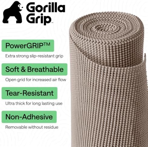 GORILLA GRIP powerGRIP Drawer Shelf and Cabinet Liner, 20"x20', Beige
