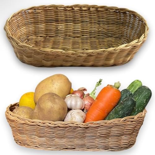 Set 3 of pcs Rattan Wicker Woven Serving Baskets for Bread, Fruit, French Fri...
