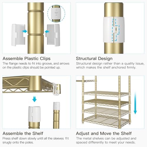 Ulif E1 Heavy Duty Closet Garment Rack, 6 Tiers Adjustable Clothing Storage