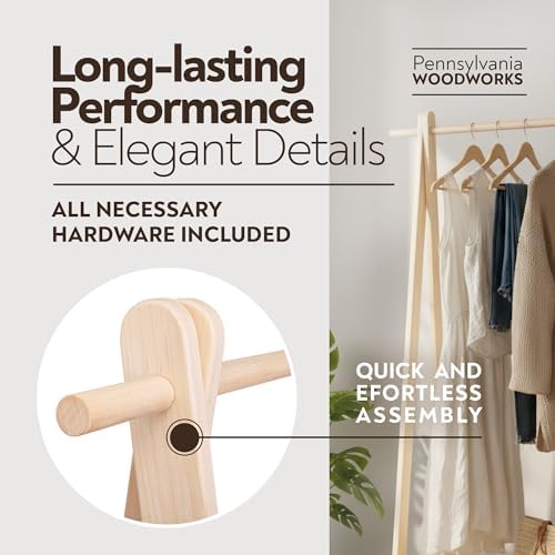 Pennsylvania Woodworks Handcrafted Maple Garment Rack - Sleek & Stylish C...