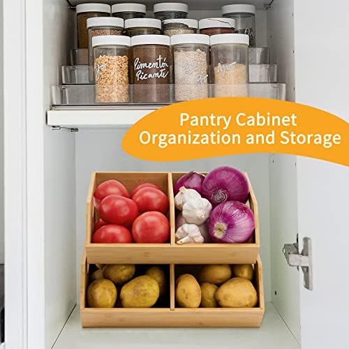 2 Set Bamboo Storage Bin, Pantry Organization and Storage Baskets, Kitchen Or...