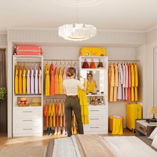 Closet System with Drawers, 2FT–9FT Closet Organizer System with 4 Adjustable...