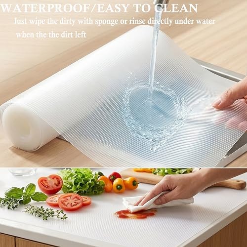 Shelf Liners for Kitchen Cabinets Non Adhesive 24 Inch Wide X 20 Ft Clear Non...