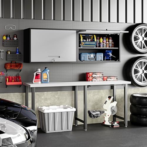 STANI Metal Wall Cabinet for Garage, Floating Garage Storage Wall Mount Shop ...