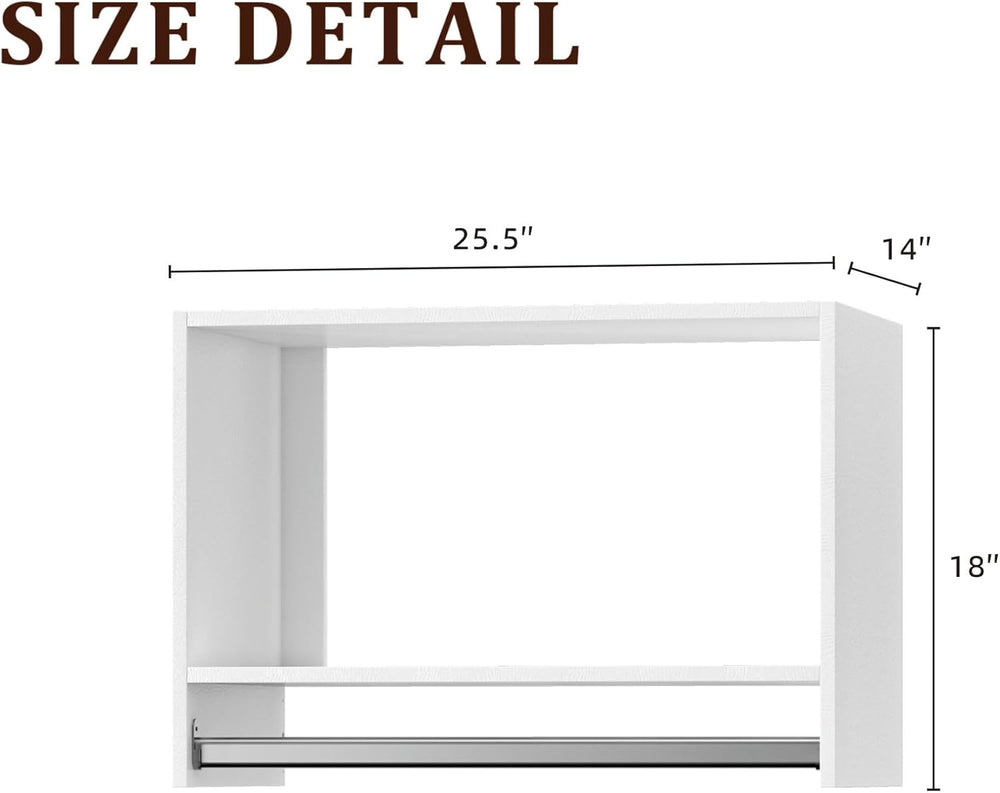 25.5" Wide Tall Hanging Modular Closet System, Wall-Mounted Closet Organ...