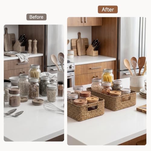 StorageWorks Wicker Baskets for Storage, Woven Baskets for Organizing