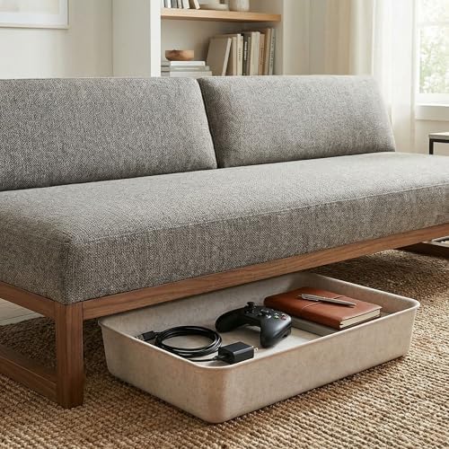 Welaxy Felt Underbed Storage Basket Oatmeal Natural Nordic shelf bin long