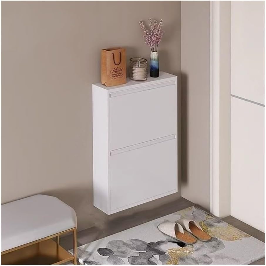 Metal Wall Mounted Shoe Cabinet, Slim Hanging Shoe Organizer, Narrow Flip Dow...
