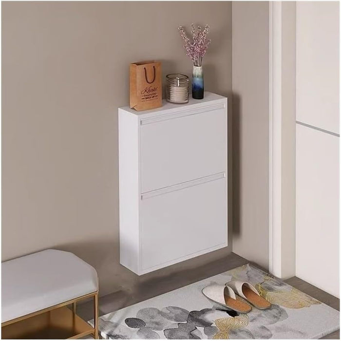 Metal Wall Mounted Shoe Cabinet, Slim Hanging Shoe Organizer, Narrow Flip Down Shoe Cabinet for Entryway, Space- Saving Steel Shoe Rack(Width50cm,Height 70cm)