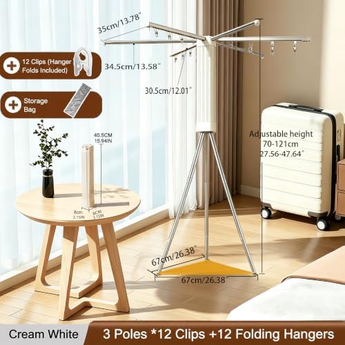 Foldable Tripod Clothes Drying Rack, Portable Laundry Rack for Travel