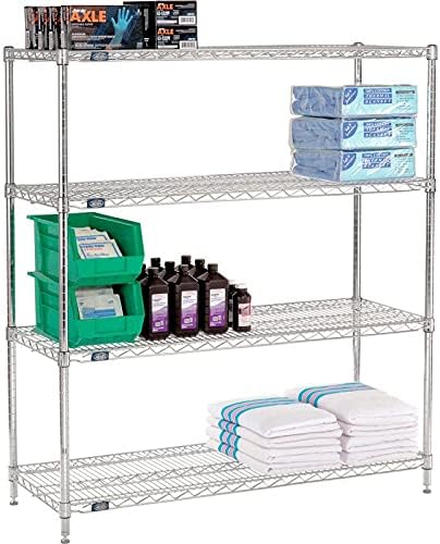 Nexel 18" x 48" x 63", 4 Tier Adjustable Wire Shelving Unit, N...