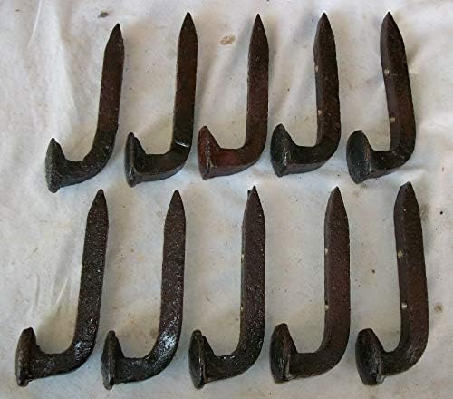 10 REPURPOSED Railroad Spike Coat Hooks Coat Rack Tool Shop Hangers Single Bent