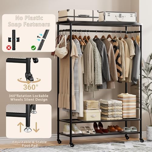 BACEKOLL Clothes Rack with Cover Heavy Duty Rolling Portable Closet 380LBS