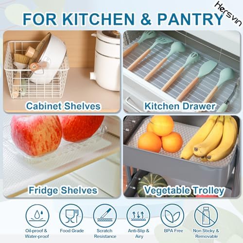Hersvin Shelf Liners, 20in x 20ft Kitchen Drawer Mats, Non-Adhesive EVA Cupbo...