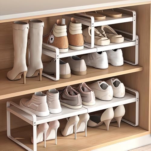2-Pack Expandable Shoe Rack, Closet Organizer, 10" High, 15"-24"
