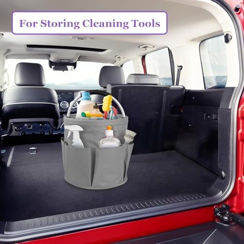 2Pcs 17L Foldable Cleaning Caddy Tote with Handle for Camping, Dark Gray