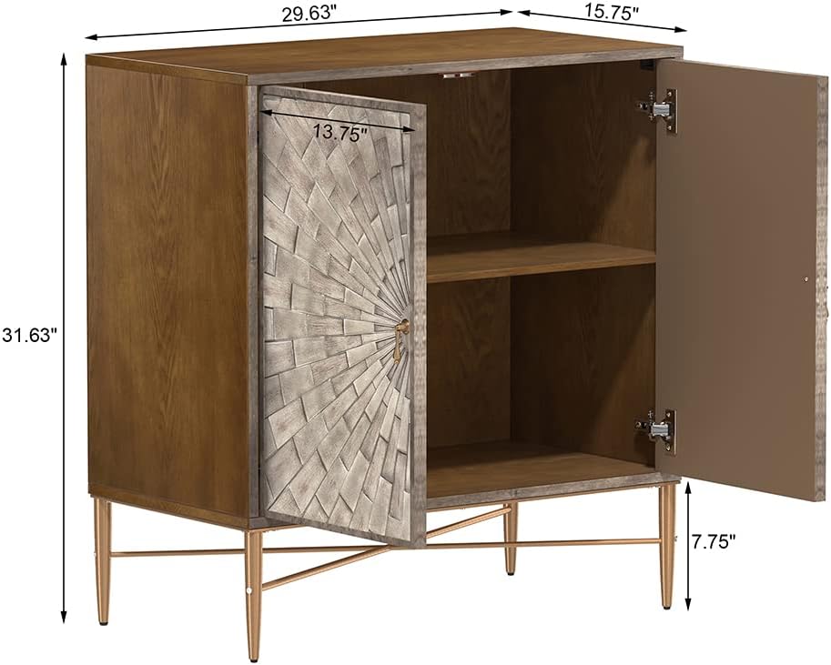 Boyel Living Vintage Wood Storage 2 Door Accent Cabinet