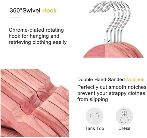 TOPIA HANGER American Red Cedar Wooden Clothes Hangers for Closet 30 Pack