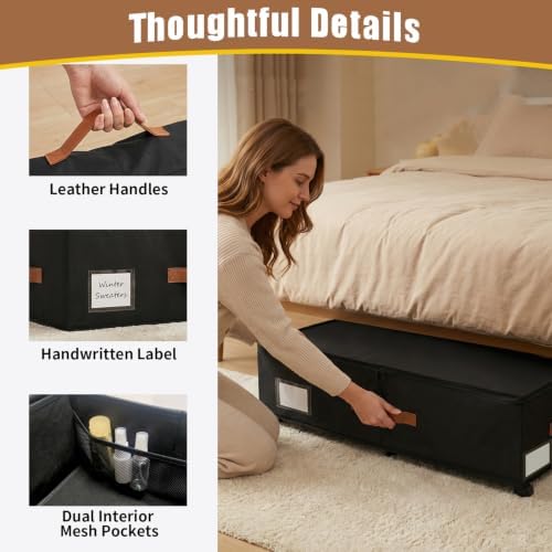 Large Under Bed Storage Containers with Wheels, 2-Pack Underbed Storage Bin
