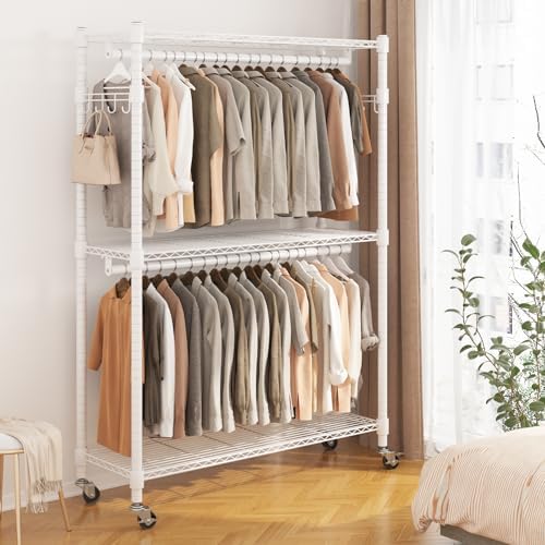 BATHWA Clothes Racks for Hanging Clothes, 25 mm tube Heavy Duty 47.3" W ...
