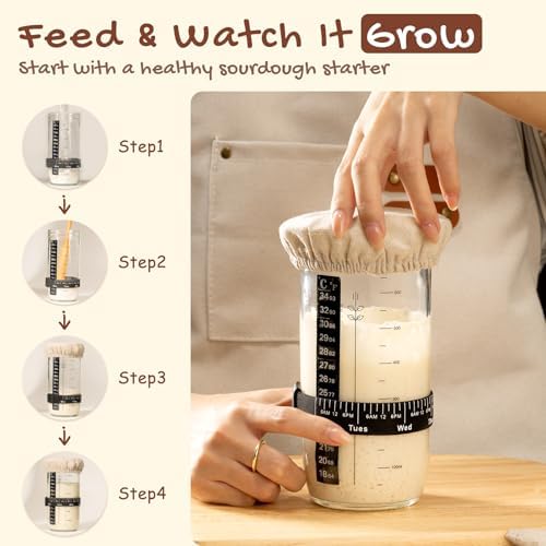 Astercook Sourdough Starter Kit with Round & Oval Banneton Bread Proofing...