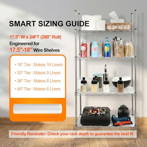 Shelf Liners for Wire Shelving Thick: 17.5" Wide Clear Pantry Cabinet Liner