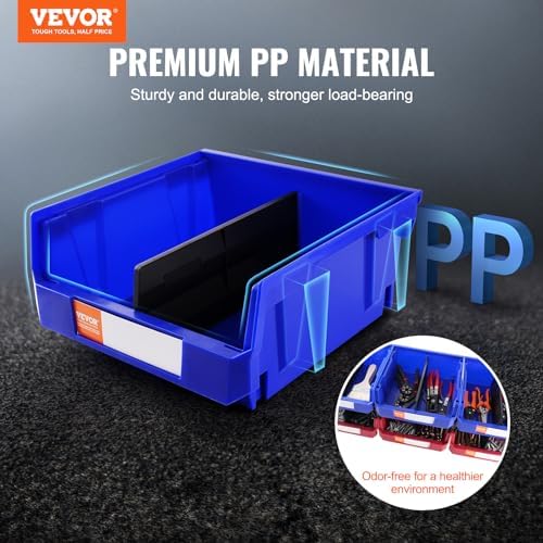 VEVOR Plastic Storage Bins 6 Pack (11 x 11 x 5-Inch), Hanging Stackable Stora...